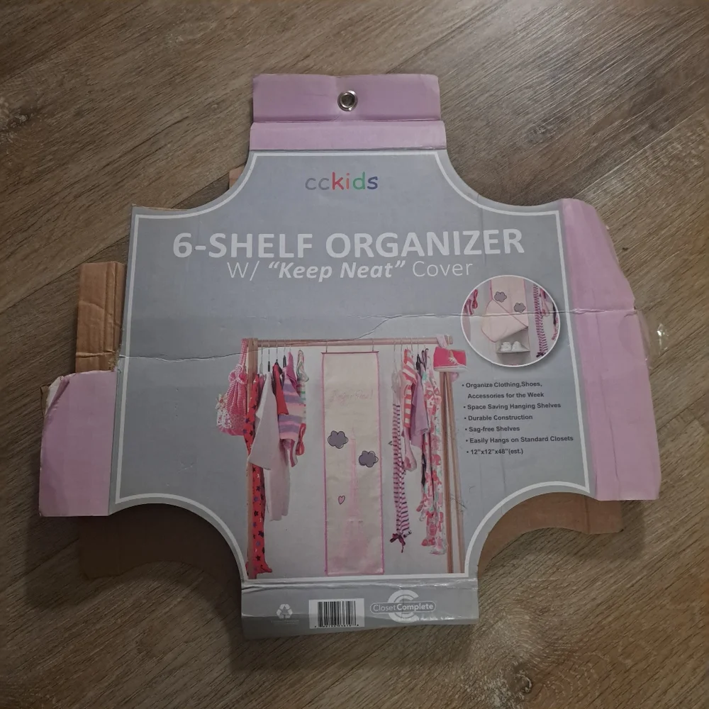 cckids Closet Complete Pink 6-Shelf Organizer Keep Neat Cover 12